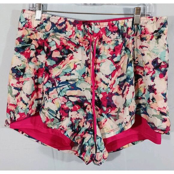 Avia Activewear Running Shorts Womens Large Breathable Lined Pink Floral - Picture 1 of 10